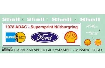 Decal – Ford Capri Zakspeed Gr.5 - "Mampe" 1978 - missing logo decals 1/24